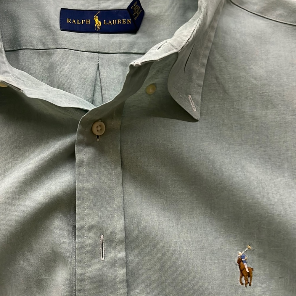 Ralph Lauren dress shirt, 100% cotton, teal in color